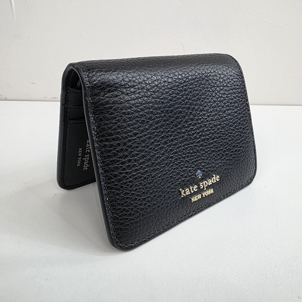 Kate Spade Small Bifold Wallet, Black Pebbled Leather **DEFECT